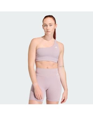 adidas Optime Workout Rib One Shoulder Light Support Bra - Pink
