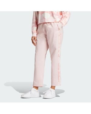 adidas Essentials Camo-Print 3-Stripes Twill Trousers - Pink