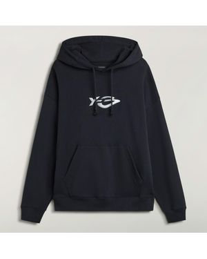 adidas Y-3 French Terry Liquid Logo Hoodie - Blue