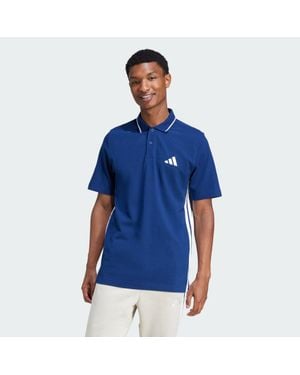 adidas Essentials 3-Stripes Piqué Polo Shirt - Blue
