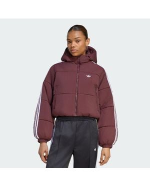 adidas Adicolor Cropped Hooded Puffer Jacket - Red