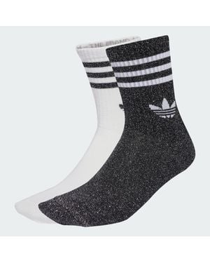 adidas 3-Stripes Glitter Crew Socks 2 Pairs - Black