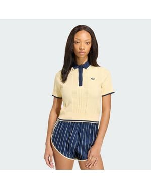 adidas Cable Knit Cali Tee Polo - Blue