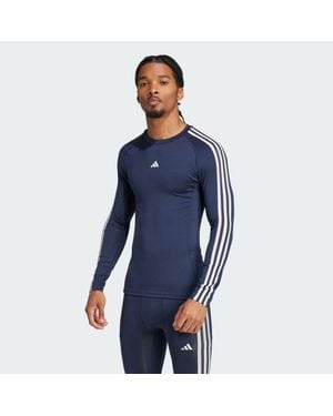 adidas Techfit Compression Training 3-Stripes Long Sleeve Long-Sleeve Top - Blue