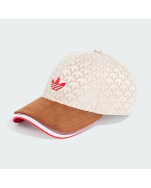 adidas Trefoil Monogram Jacquard Suede Double Visor Baseball Cap - White