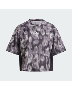 adidas Train Essentials Allover Print Flower Tie-Dye Tee - Grey