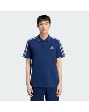 adidas Essentials 3-Stripes Pique Polo Shirt - Blue