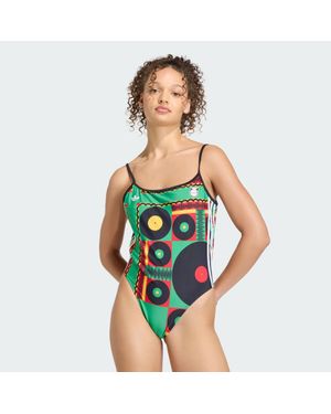 adidas Jamaica X Bob Marley Originals Badeanzug, U-Förmiger Rückenausschnitt - Grün
