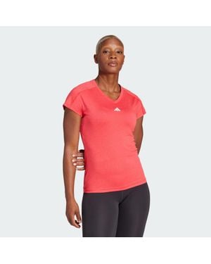 adidas Aeroready Train Essentials Minimal Branding V-Neck Tee - Red