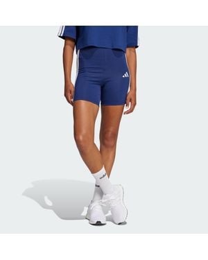 adidas Essentials 3-Stripes High Waisted Biker Shorts - Blue