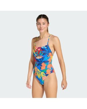 adidas Mexicana Florals Tie-Back Swimsuit - Blue