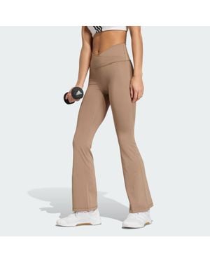 adidas 3-Stripes Studio All Me Flare X-Over Leggings - Natural