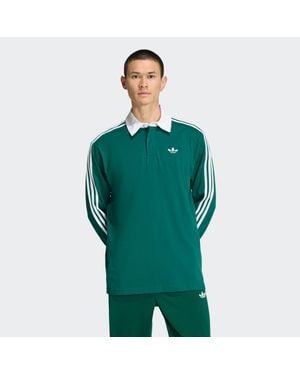 adidas 3-Stripes Rugby Longsleeve Polo - Green