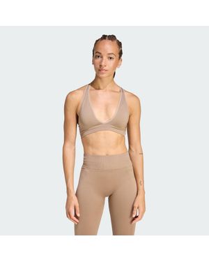 adidas Workout Essentials Knit Light Support Bra - Natural
