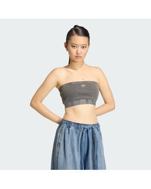 adidas Essentials Rib Bandeau Top Washed - White