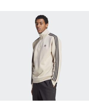 adidas Adicolor Classics 3-stripes Half-zip Sweatshirt - Natural