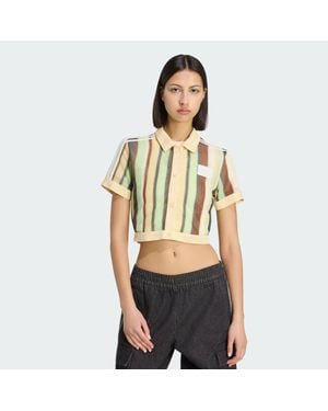 adidas Originals Summer Glow Striped Cropped Polo - Multicolour