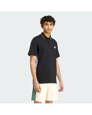 adidas Essentials 3-Stripes Pique Polo Shirt - Black