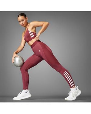 adidas Hyperglam Full-Length Ribbed Leggings - Red