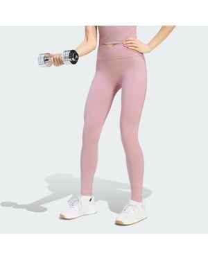 adidas 3 Stripes Studio All Me X-Over Stash Pocket Leggings - Pink
