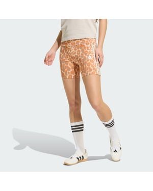 adidas Seasonal Essentials Leopard Print Biker Shorts With 3-Stripes - White