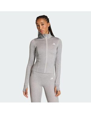 adidas Workout Essentials Heather Zip Through Jacket - Grey