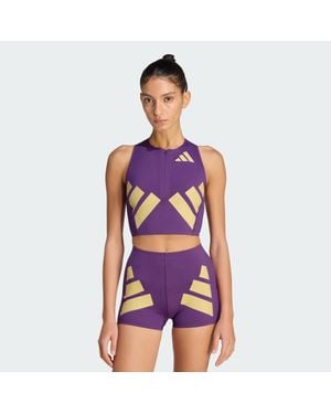 adidas Adizero Road To Records Crop Top - Purple