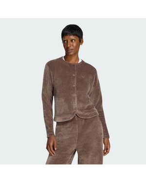 adidas Prem Ess Cardigan, Knopfleiste, Chenille - Braun
