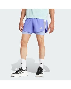 adidas Own The Run 3-Stripes 2-In-1 Shorts - Blue
