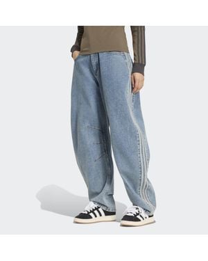 adidas High Rise Barrel Leg Denim Pant - Blue