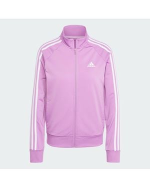 adidas Primegreen Essentials Warm-Up Slim 3-Stripes Track Jacket - Purple