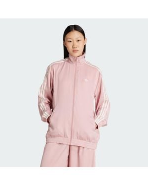 adidas Originals Satin Firebird Track Top Ruffle 3-Stripes - Pink