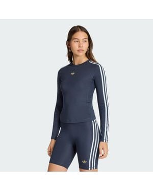 adidas 3 Stripes Long Sleeve T-Shirt - Blue