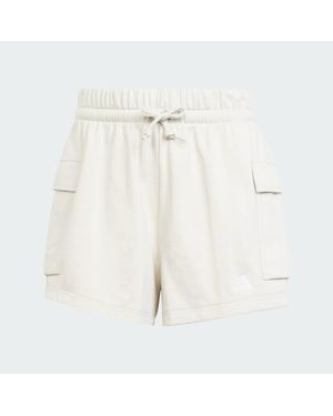 adidas Essentials Small Logo French Terry Cargo Shorts - White