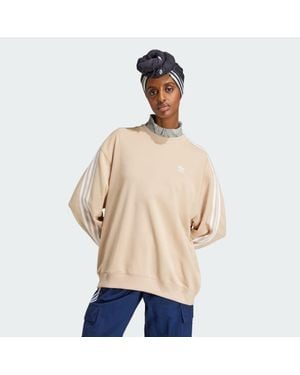 adidas 3-Stripes Oversized Crew Sweatshirt - Natural