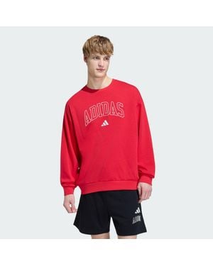 adidas Sudadera Essentials Collegiate En Felpa Y Cuello Redondo - Rojo