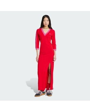 adidas Originals Adicolor Classics 3-Stripes Maxi Dress - Red