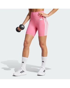adidas Optime Essentials 3-Stripes Short Leggings - Pink