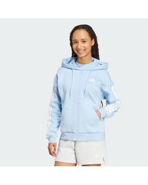 adidas Essentials 3-Streifen Fleece Kapuzenjacke - Blau