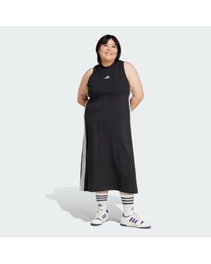 adidas Essentials 3-Stripes Long Racerback Dress (Plus Size) - Black