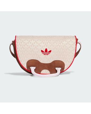 adidas Trefoil Monogram Jacquard Suede Satchel Bag - Pink