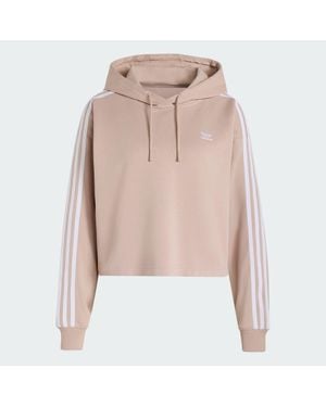 adidas Adicolor 3-Stripes Short Hoodie - Natural