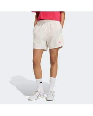 adidas 3 Stripes Studio Fleece Loose Shorts - White