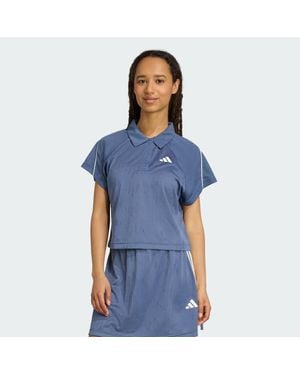 adidas Stadium 3-Stripes Tennis Inspired Jacquard Polo Tee - Blue