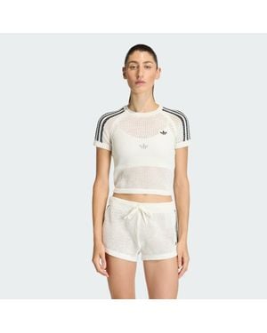 adidas Knitted Crochet Cali T-Shirt - White