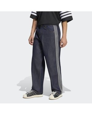 adidas Trousers Adidas Firebird Adicolor Denim Jeans Mid-Rise Straight Leg - Black