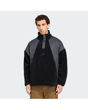 adidas Terrex Xploric Climawarm High Pile Snap Sweatshirt - Black