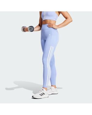 adidas Optime 3-Stripes Full-Length Leggings - Blue