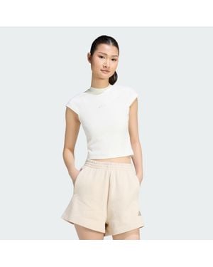 adidas Kit Small Logo Rib T-Shirt - Natural