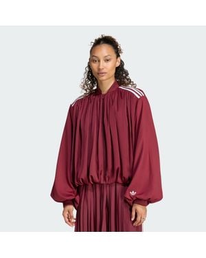 adidas Chaqueta Deportiva Plisada De Satén - Rojo